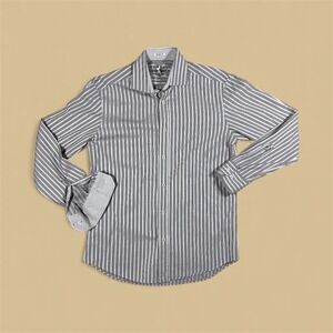 Bugatchi Shaped Fit Striped Dress‎ Shirt Men's Long Sleeve Button Up